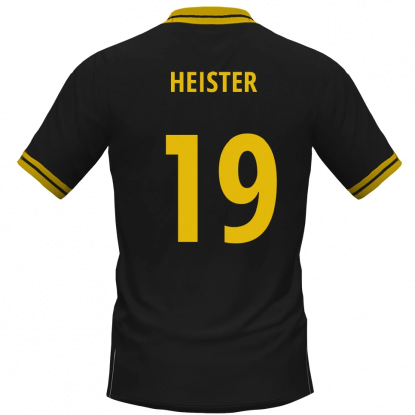 Danxen Homme Maillot Florian Heister #19 Noir Jaune Tenues Extérieur 2025/26 T-Shirt