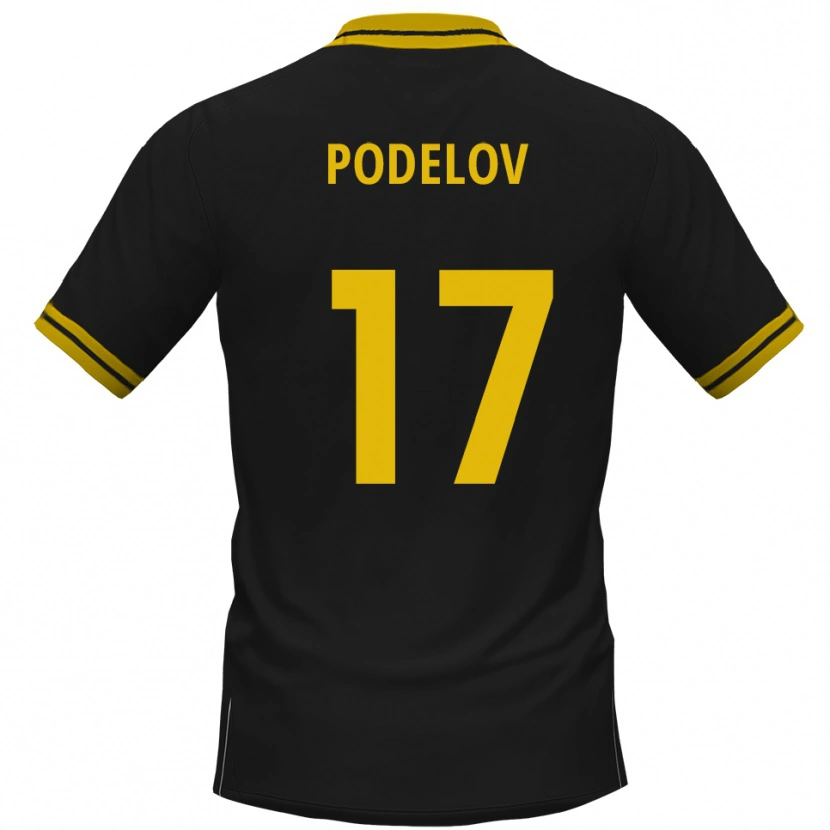 Danxen Homme Maillot David Podelov #17 Noir Jaune Tenues Extérieur 2025/26 T-Shirt