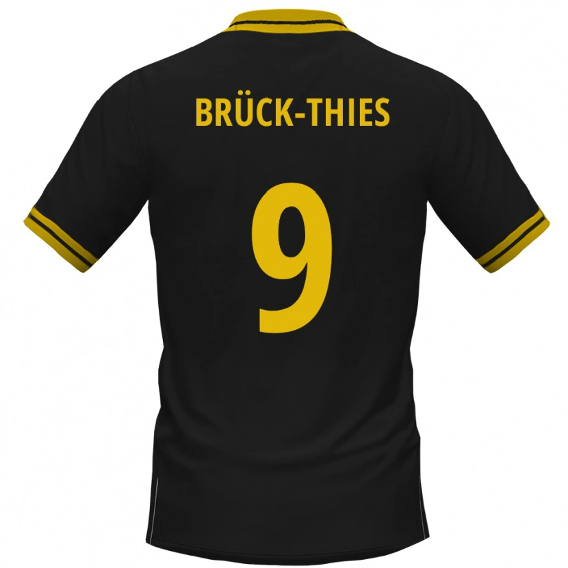 Danxen Homme Maillot Frederik Brück-Thies #9 Noir Jaune Tenues Extérieur 2025/26 T-Shirt