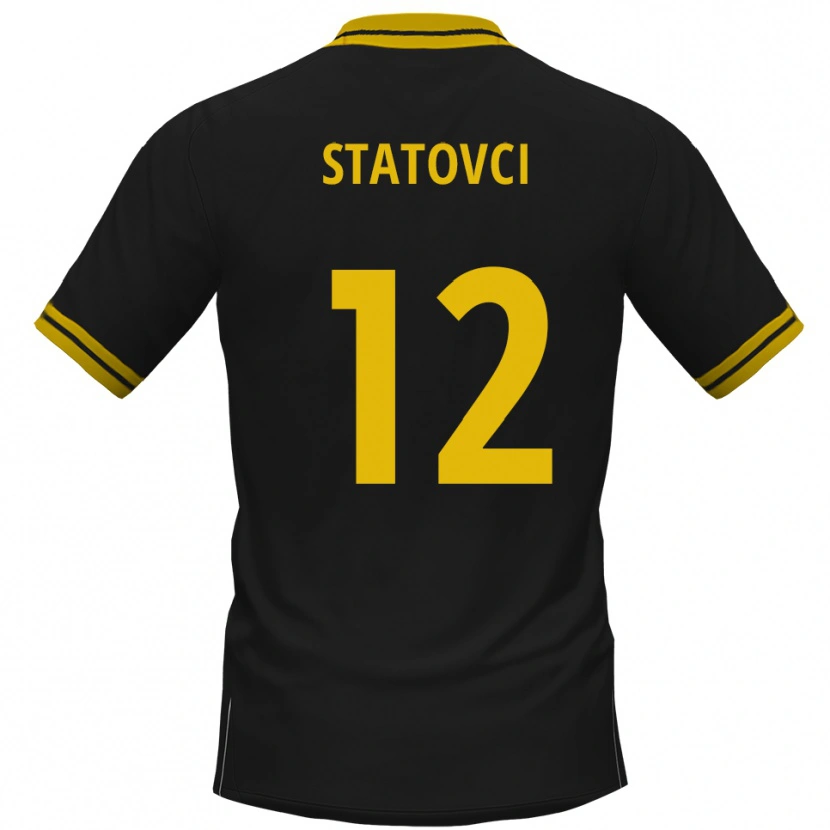Danxen Homme Maillot Bajram Statovci #12 Noir Jaune Tenues Extérieur 2025/26 T-Shirt