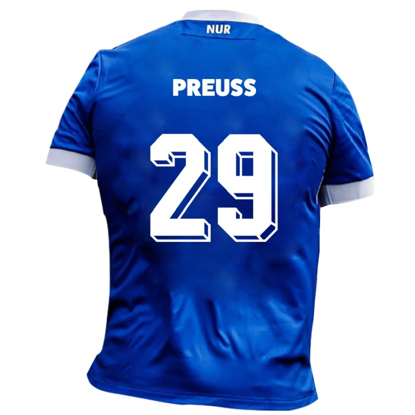 Danxen Homme Maillot Marlon Preuß #29 Bleu Blanc Tenues Extérieur 2025/26 T-Shirt