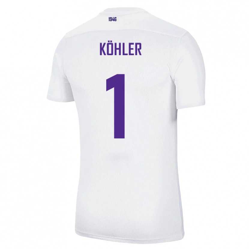 Danxen Homme Maillot Lucas Köhler #1 Blanc Vert Tenues Extérieur 2025/26 T-Shirt