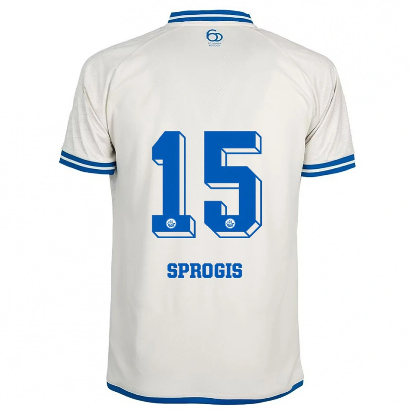 Danxen Homme Maillot Felikss Sprogis #15 Blanc Bleu Tenues Extérieur 2025/26 T-Shirt