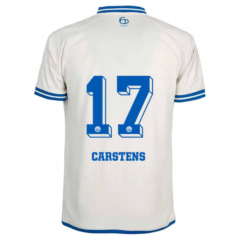 Danxen Homme Maillot Florian Carstens #17 Blanc Bleu Tenues Extérieur 2025/26 T-Shirt