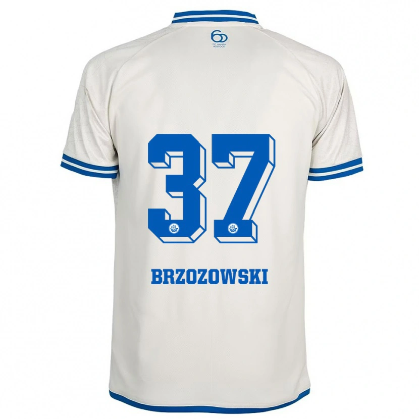Danxen Homme Maillot Milosz Brzozowski #37 Blanc Bleu Tenues Extérieur 2025/26 T-Shirt