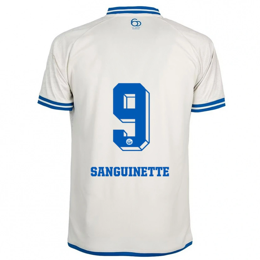 Danxen Homme Maillot Pierre Sanguinette #9 Blanc Bleu Tenues Extérieur 2025/26 T-Shirt