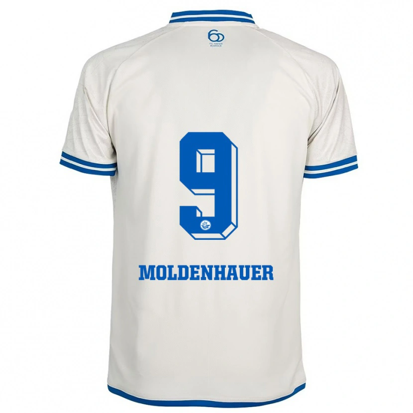 Danxen Homme Maillot Max Moldenhauer #9 Blanc Bleu Tenues Extérieur 2025/26 T-Shirt