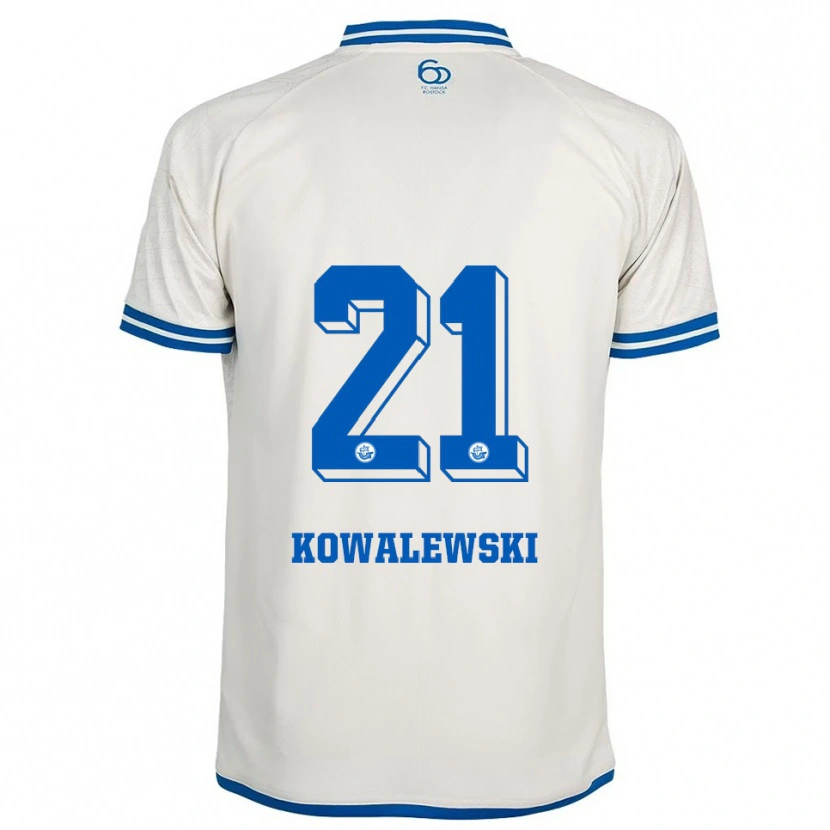 Danxen Homme Maillot Oskar Kowalewski #21 Blanc Bleu Tenues Extérieur 2025/26 T-Shirt