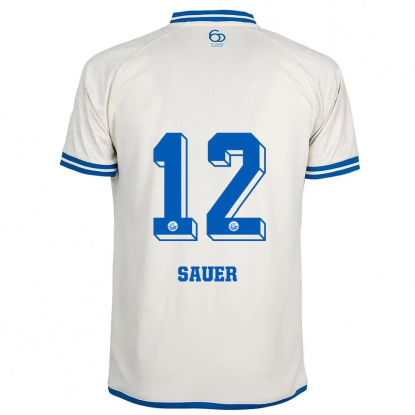 Danxen Homme Maillot John-Lukas Sauer #12 Blanc Bleu Tenues Extérieur 2025/26 T-Shirt