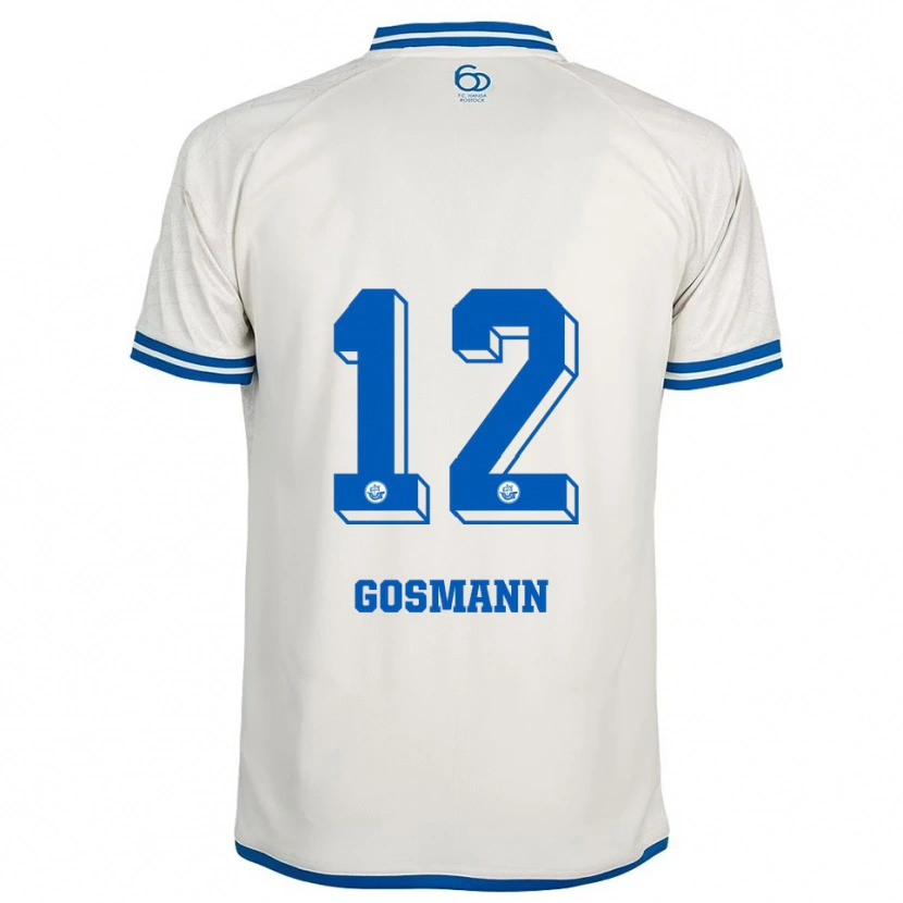 Danxen Homme Maillot Hermann Gosmann #12 Blanc Bleu Tenues Extérieur 2025/26 T-Shirt
