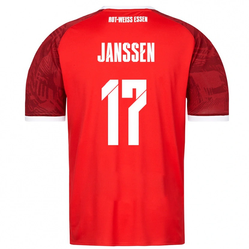 Danxen Homme Maillot Lenn Janssen #17 Rouge Bourgogne Blanc Tenues Extérieur 2025/26 T-Shirt