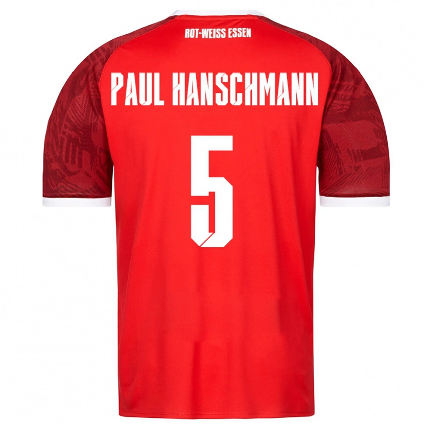 Danxen Homme Maillot Theodor Paul Hanschmann #5 Rouge Bourgogne Blanc Tenues Extérieur 2025/26 T-Shirt