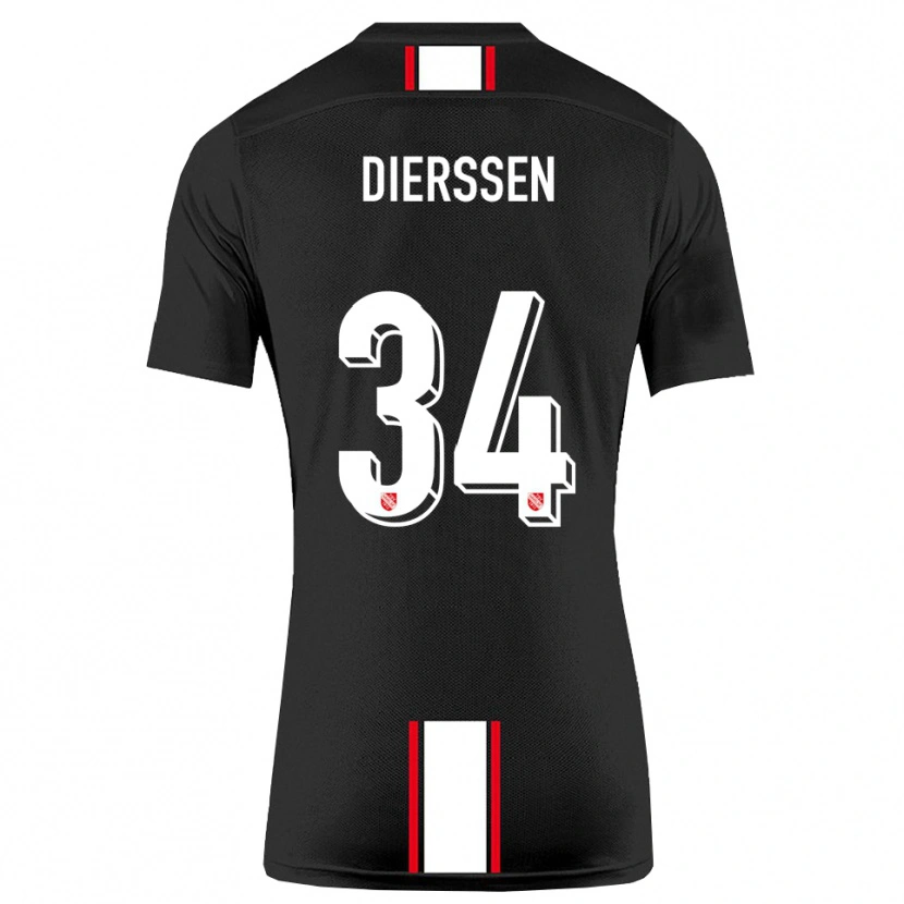 Danxen Homme Maillot Tim Dierßen #34 Noir Blanc Tenues Extérieur 2025/26 T-Shirt