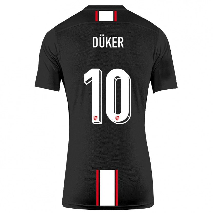Danxen Homme Maillot Julius Düker #10 Noir Blanc Tenues Extérieur 2025/26 T-Shirt