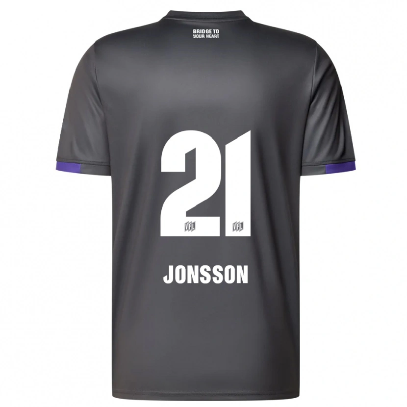 Danxen Homme Maillot Lukas Jonsson #21 Gris Violet Tenues Extérieur 2025/26 T-Shirt