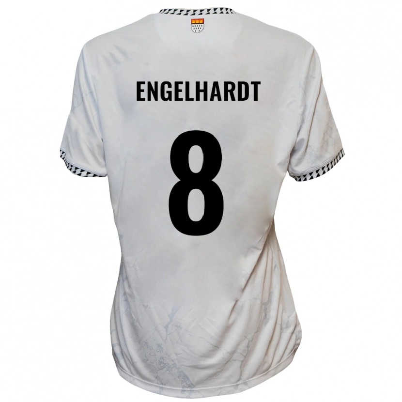 Danxen Homme Maillot Florian Engelhardt #8 Blanc Noir Tenues Extérieur 2025/26 T-Shirt