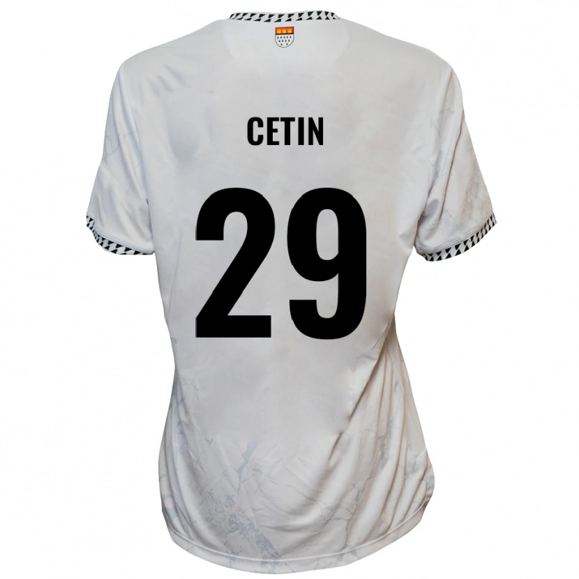 Danxen Homme Maillot Erkan Cetin #29 Blanc Noir Tenues Extérieur 2025/26 T-Shirt