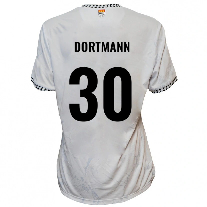 Danxen Homme Maillot Niklas Dortmann #30 Blanc Noir Tenues Extérieur 2025/26 T-Shirt