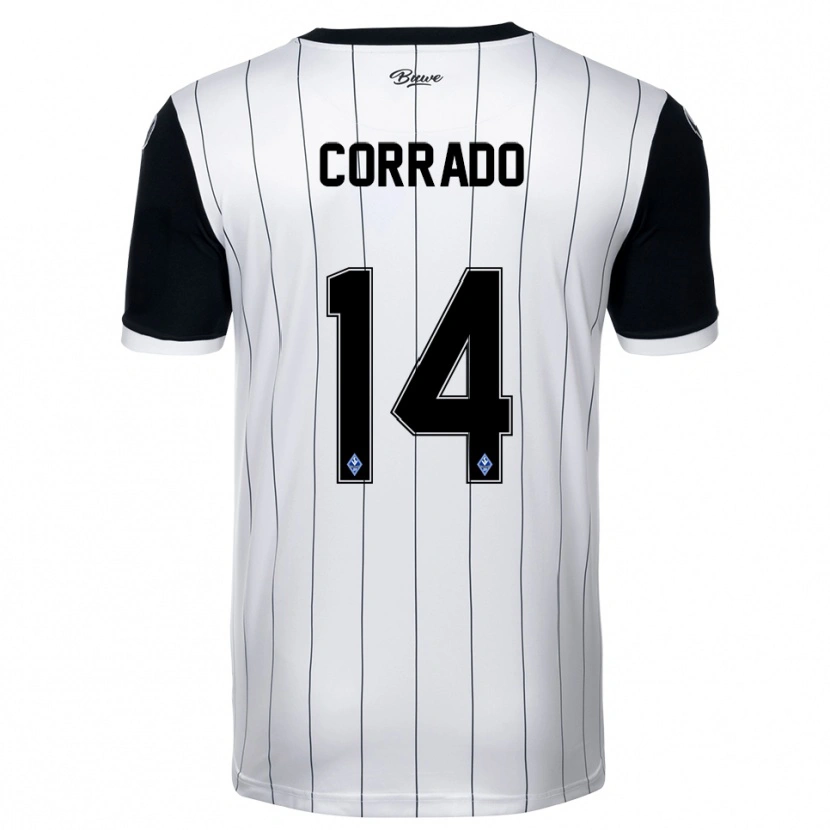 Danxen Homme Maillot Tiziano Corrado #14 Blanc Noir Tenues Extérieur 2025/26 T-Shirt