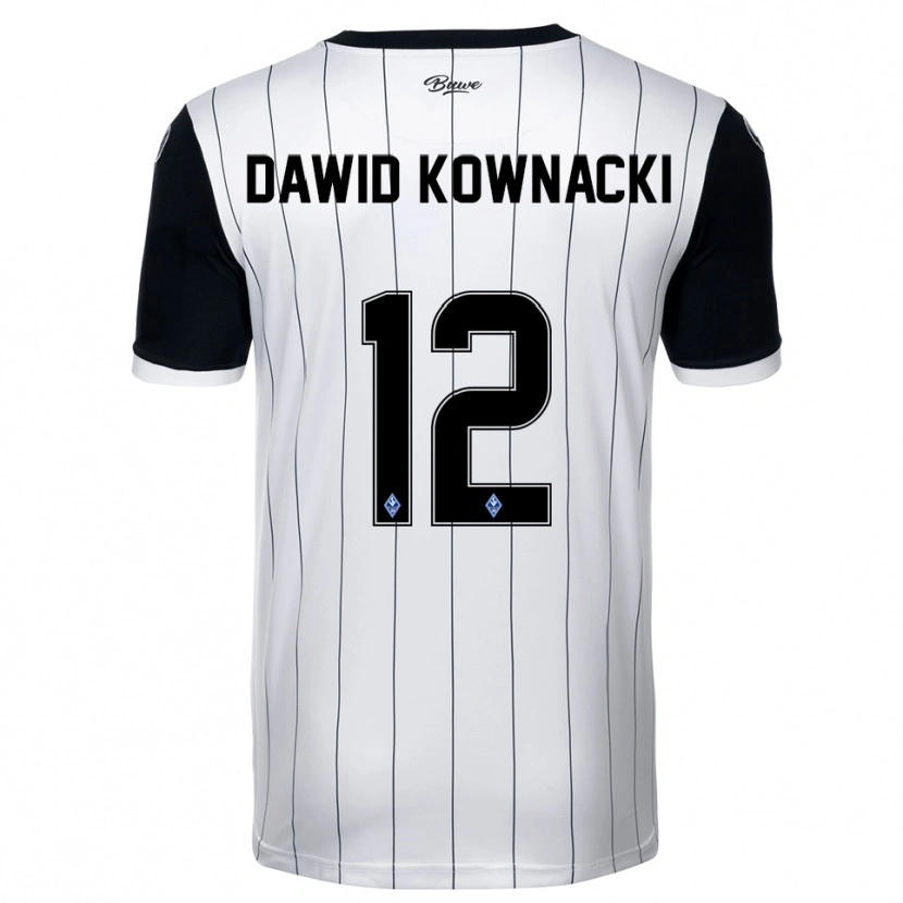 Danxen Homme Maillot Jakub Dawid Kownacki #12 Blanc Noir Tenues Extérieur 2025/26 T-Shirt