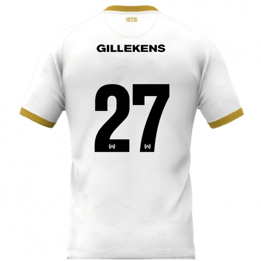 Danxen Homme Maillot Jordy Gillekens #27 Blanc Doré Tenues Extérieur 2025/26 T-Shirt