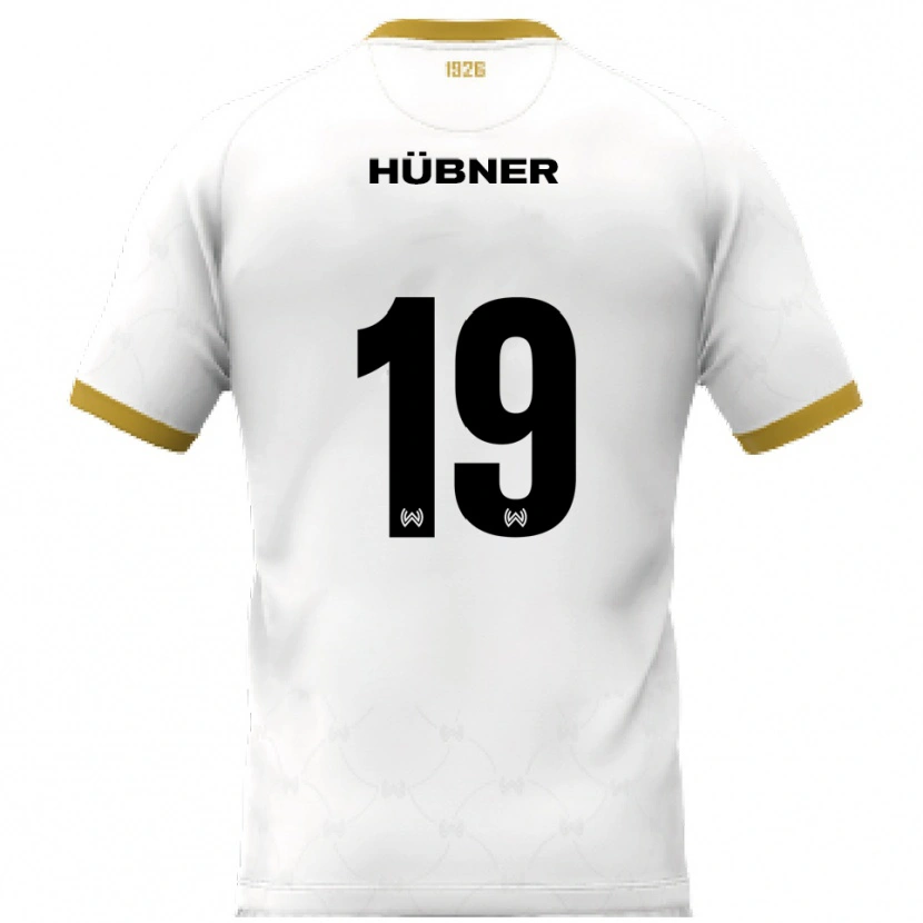 Danxen Homme Maillot Florian Hübner #19 Blanc Doré Tenues Extérieur 2025/26 T-Shirt