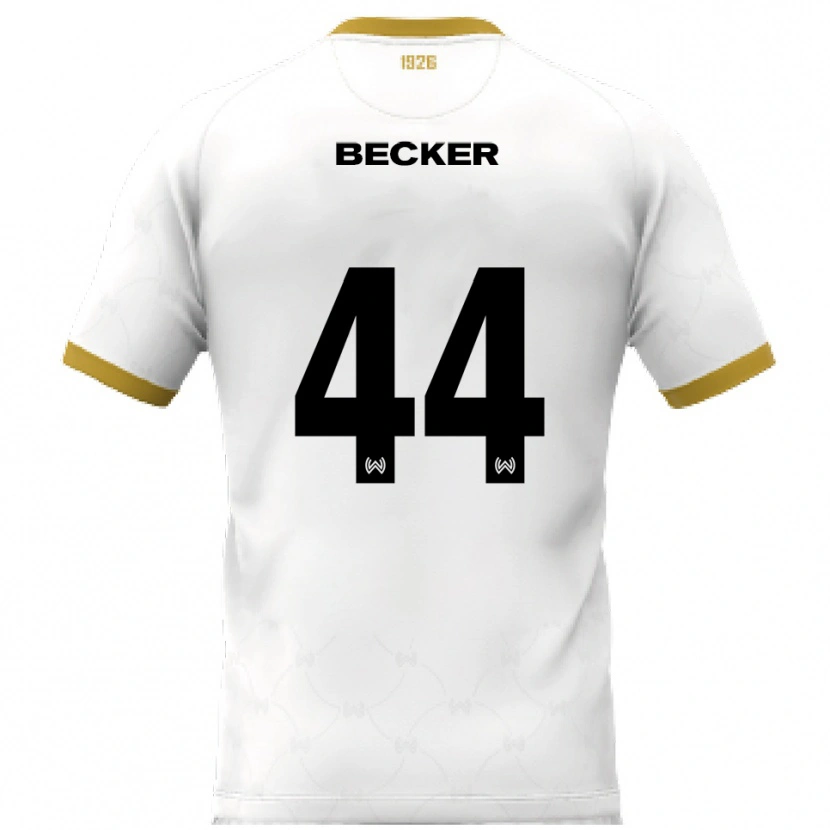 Danxen Homme Maillot Jan Becker #44 Blanc Doré Tenues Extérieur 2025/26 T-Shirt