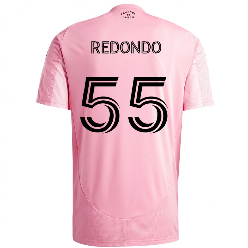 Danxen Enfant Maillot Federico Redondo #55 Rose Noir Tenues Domicile 2025/26 T-Shirt