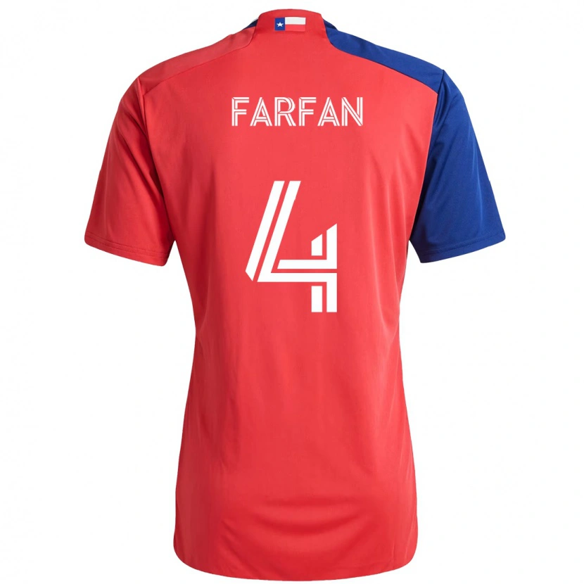 Danxen Enfant Maillot Marco Farfán #4 Bleu Clair Rouge Tenues Domicile 2025/26 T-Shirt