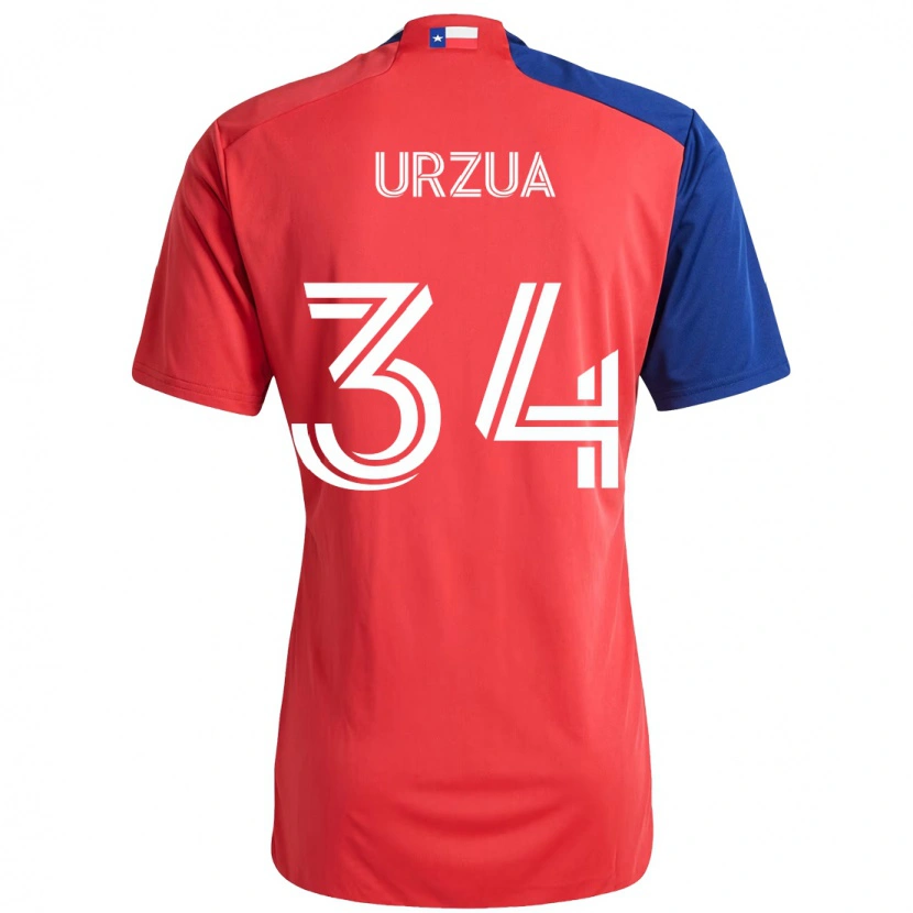 Danxen Enfant Maillot Alejandro Urzua #34 Bleu Clair Rouge Tenues Domicile 2025/26 T-Shirt