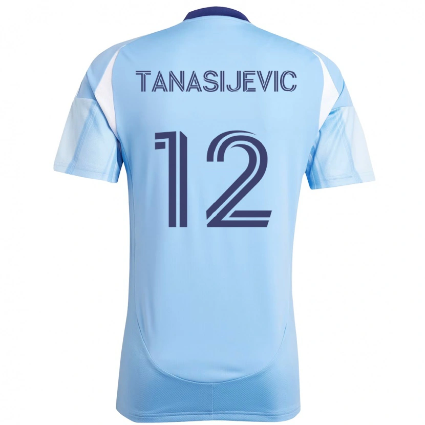 Danxen Enfant Maillot Strahinja Tanasijević #12 Bleu Clair Tenues Domicile 2025/26 T-Shirt