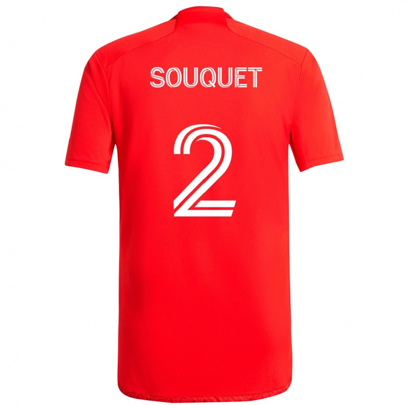 Danxen Enfant Maillot Arnaud Souquet #2 Rouge Blanc Tenues Domicile 2025/26 T-Shirt
