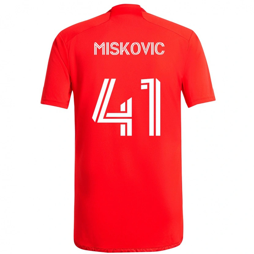 Danxen Enfant Maillot Mihajlo Miskovic #41 Rouge Blanc Tenues Domicile 2025/26 T-Shirt