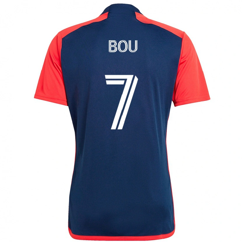 Danxen Enfant Maillot Gustavo Bou #7 Bleu Rouge Tenues Domicile 2025/26 T-Shirt