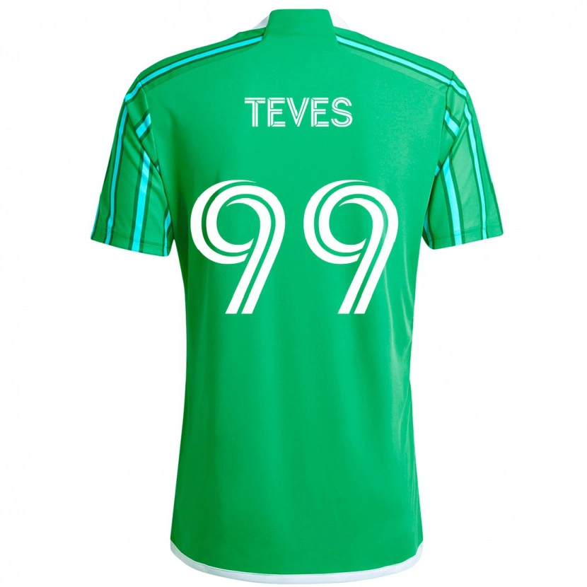 Danxen Enfant Maillot Dylan Teves #99 Vert Blanc Tenues Domicile 2025/26 T-Shirt