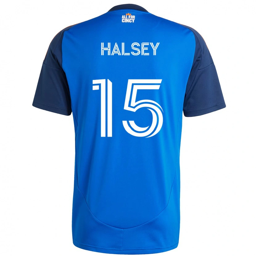 Danxen Enfant Maillot Bret Halsey #15 Bleu Foncé Orange Tenues Domicile 2025/26 T-Shirt