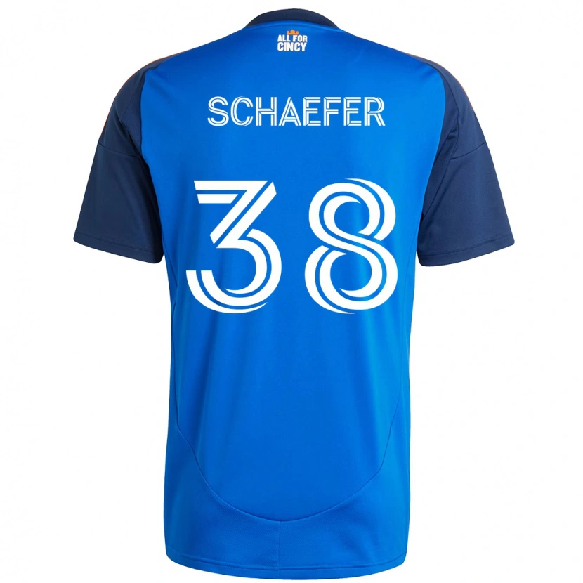 Danxen Enfant Maillot Brian Schaefer #38 Bleu Foncé Orange Tenues Domicile 2025/26 T-Shirt