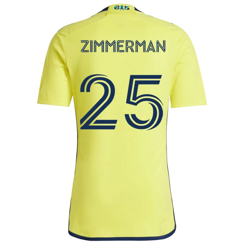 Danxen Enfant Maillot Walker Zimmerman #25 Jaune Bleu Marine Tenues Domicile 2025/26 T-Shirt