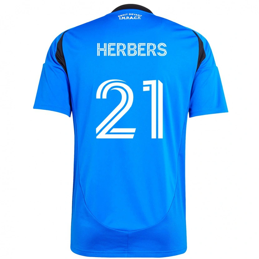 Danxen Enfant Maillot Fabian Herbers #21 Bleu Foncé Noir Tenues Domicile 2025/26 T-Shirt
