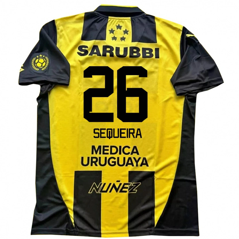 Danxen Enfant Maillot Leonardo Sequeira #26 Noir Jaune Tenues Domicile 2025/26 T-Shirt