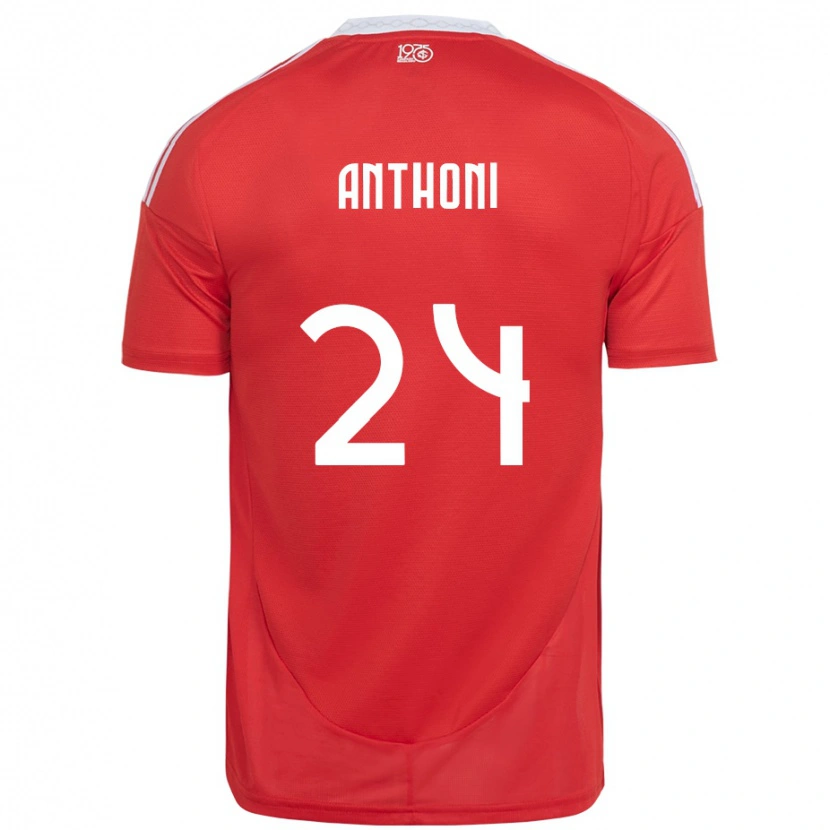Danxen Enfant Maillot Anthoni #24 Rouge Blanc Tenues Domicile 2025/26 T-Shirt