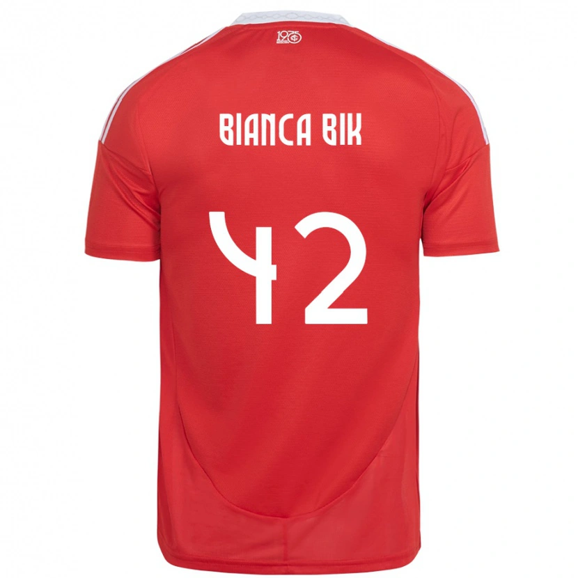 Danxen Enfant Maillot Bianca Bik #42 Rouge Blanc Tenues Domicile 2025/26 T-Shirt