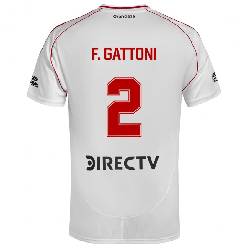 Danxen Enfant Maillot Federico Gattoni #2 Blanc Rouge Tenues Domicile 2025/26 T-Shirt