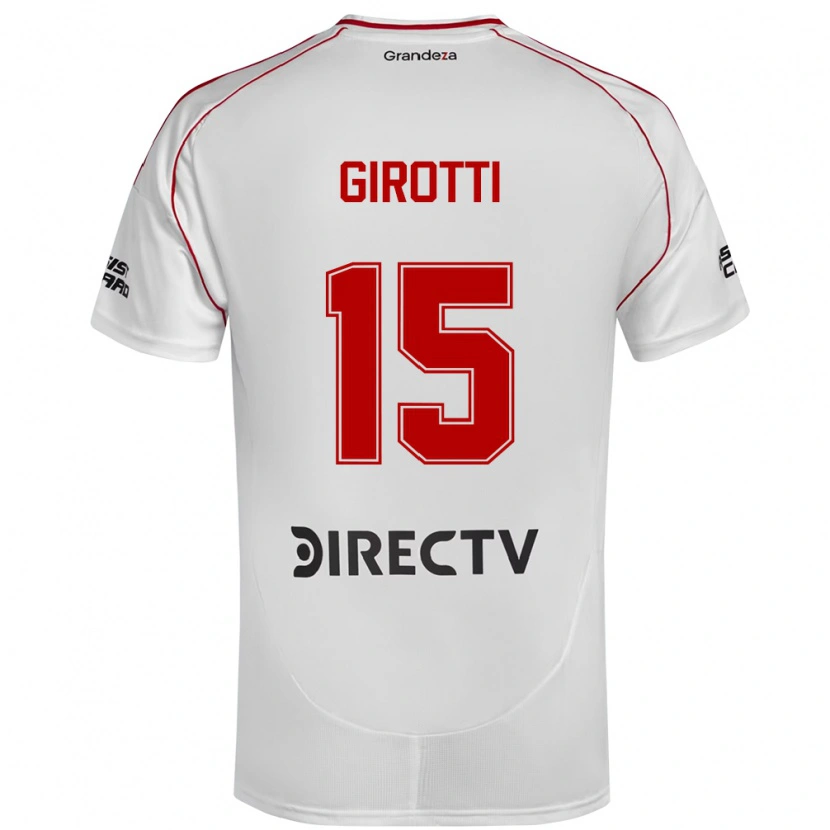 Danxen Enfant Maillot Federico Girotti #15 Blanc Rouge Tenues Domicile 2025/26 T-Shirt