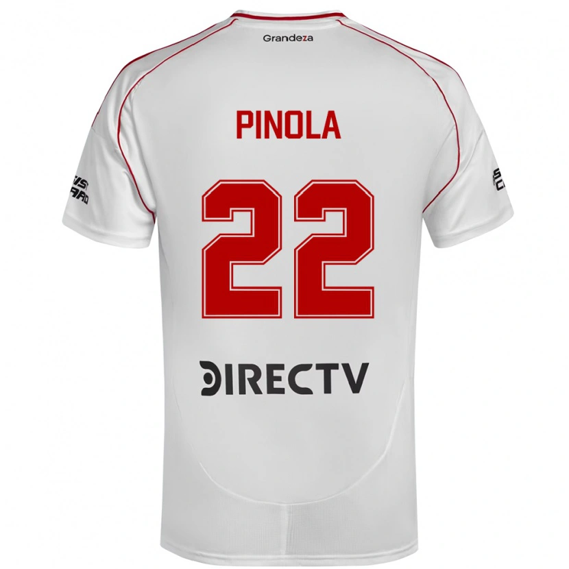 Danxen Enfant Maillot Javier Pinola #22 Blanc Rouge Tenues Domicile 2025/26 T-Shirt