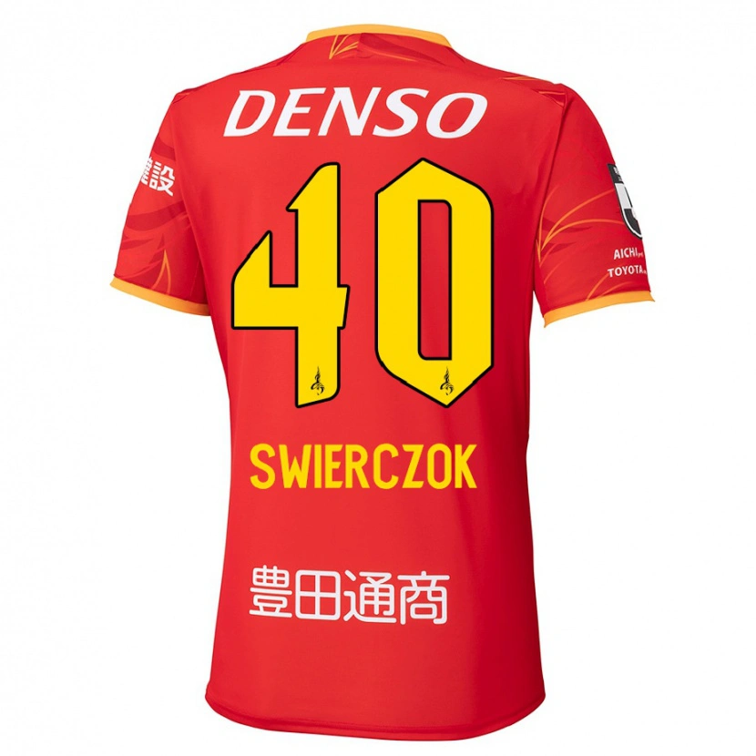 Danxen Enfant Maillot Jakub Swierczok #40 Rouge Jaune Tenues Domicile 2025/26 T-Shirt