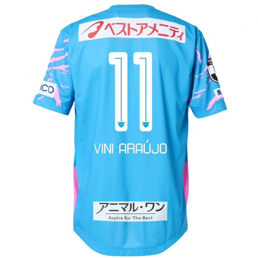 Danxen Enfant Maillot Vinícius Araújo #11 Bleu Rose Tenues Domicile 2025/26 T-Shirt