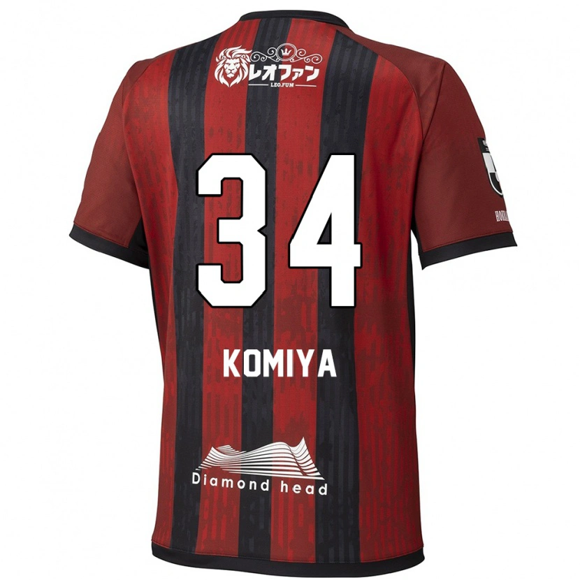 Danxen Enfant Maillot Masaki Komiya #34 Rouge Noir Tenues Domicile 2025/26 T-Shirt