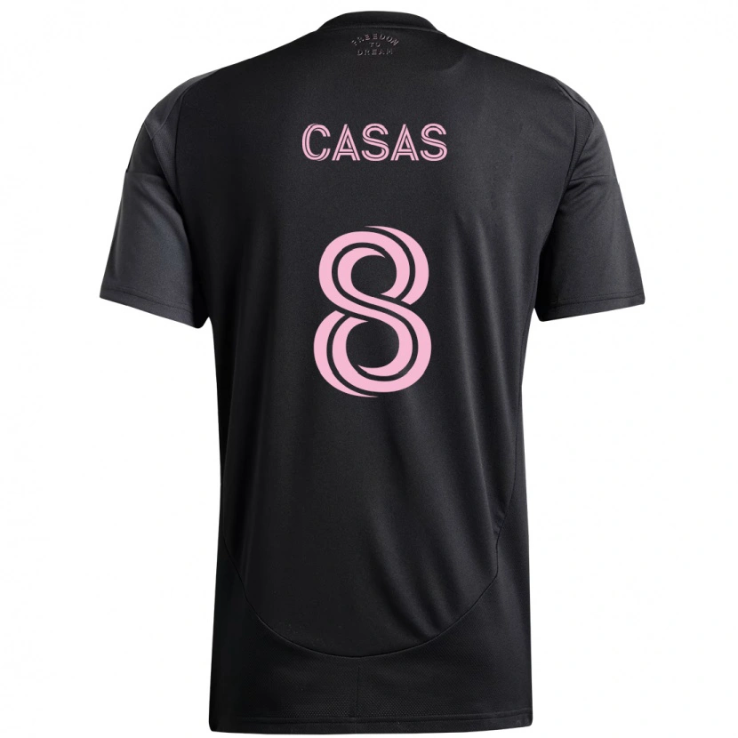 Danxen Enfant Maillot Pep Casas #8 Rose Noir Tenues Extérieur 2025/26 T-Shirt
