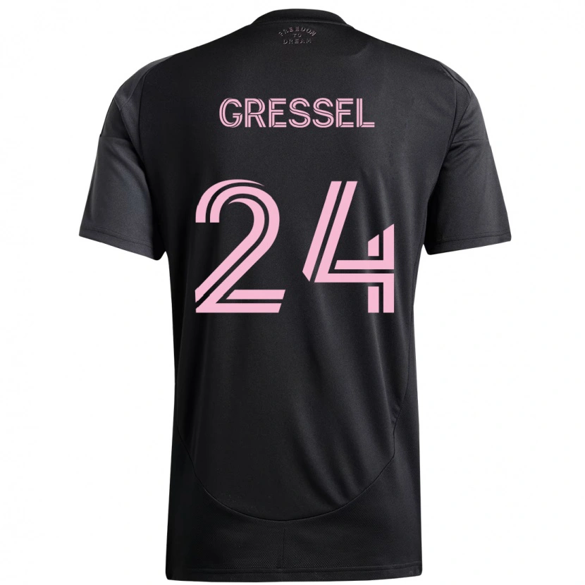 Danxen Enfant Maillot Julian Gressel #24 Noir Rose Tenues Extérieur 2025/26 T-Shirt